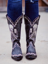 The Bone Skeleton Embroidered Snip Toe Wide Mid-Calf Western Boots